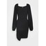 Missguided BALLOON SLEEVE SLINKY V NECK DRESS Sukienka letnia black M0Q21C1TB