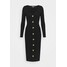 Missguided Petite BUTTON FRONT DRESS Sukienka etui black M0V21C0C9