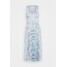 Proenza Schouler White Label PRINTED SMOCKED DRESS WITH PLEATED SKIRT Sukienka letnia light blue/grey PQ421C00A