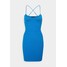 Missguided CROSS FRONT BODYCON DRESS Sukienka dzianinowa blue M0Q21C1VF