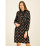 Tory Burch Sukienka koszulowa Printed Ruffle Bow Dress 61697 Czarny Regular Fit