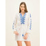 Tory Burch Sukienka plażowa Embroidered Linen Dress 54804 Biały Regular Fit