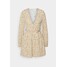 Missguided FLORAL BELTED WRAP FRONT SKATER DRESS Sukienka letnia cream M0Q21C1UZ