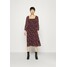 Madewell SQUARE NECK SMOCKED MIDI DRESS Sukienka letnia burgundy paisley floral M3J21C02T