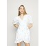 Missguided FLORAL BRODERIE PUFF SLEEVE MINI DRESS Sukienka letnia white M0Q21C1XT