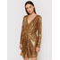 TwinSet Sukienka koktajlowa 211LM28BB Złoty Slim Fit