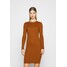 Even&Odd Knitted jumper mini high neck dress Sukienka etui brown EV421C10L