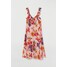 H&M Sukienka z falbanami 0877014005 Jasnoróżowy/Duże kwiaty