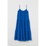 H&M Kreszowana sukienka z bawełny 0862167001 Jaskrawoniebieski