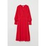 H&M Sukienka do połowy łydki 0926440001 Czerwony