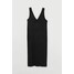H&M Dżersejowa sukienka w serek 0881759001 Czarny