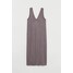 H&M Dżersejowa sukienka w serek 0881759001 Ciemnofiołkowy