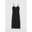 H&M Sukienka z dekoltem w serek 0753802006 Czarny/Białe kropki