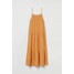 H&M Kreszowana sukienka z bawełny 0972733005 Ciemnożółty
