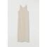 H&M Sukienka z dżerseju w prążki 0879298001 Jasnobeżowy melanż