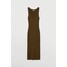 H&M Sukienka w prążki 0732671007 Ciemna zieleń khaki