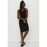 H&M Sukienka z dżerseju w prążki 0991209002 Czarny