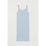 H&M Sukienka z dżerseju w prążki 0991209003 Jasnoniebieski