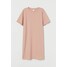 H&M Bawełniana sukienka T-shirtowa 0841434001 Pudroworóżowy