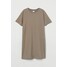 H&M Bawełniana sukienka T-shirtowa 0841434001 Ciemny szarobeżowy