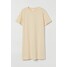 H&M Bawełniana sukienka T-shirtowa - 0841434022 Jasnobeżowy