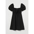 H&M Sukienka z bufiastym rękawem 0963236010 Czarny