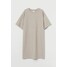 H&M Dżersejowa sukienka T-shirtowa 0921298009 Jasnobeżowy melanż