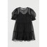 H&M Sukienka z bufiastym rękawem 0901588002 Czarny/Kropki