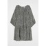 H&M Sukienka z baloniastym rękawem 0915453001 Czarny/Biały wzór