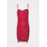 Missguided Petite HEART PRINT RUCHED MINI DRESS Sukienka etui red M0V21C0JE
