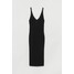 H&M Sukienka z dzianiny w prążki 0990290002 Czarny