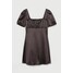 H&M Sukienka z bufiastym rękawem 0943347004 Ciemnobrązowy