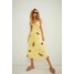 H&M Bawełniana sukienka w serek 1000247002 Jasnożółty/Słoneczniki