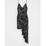 David Koma FLOWER HOTFIX CRYSTAL EMBROIDERY ASSYMETRIC CAMI DRESS Sukienka letnia black/silver D0T21C006