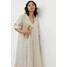 H&M Szeroka sukienka z bawełny 0930910002 Jasnobeżowy/Białe paski