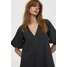 H&M Szeroka sukienka z bawełny 0930910002 Czarny
