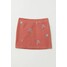 H&M Wyszywana spódnica ze sztruksu 0669916001 Antyczny róż