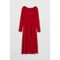 H&M Sukienka z paskiem 0803518003 Czerwony