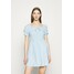 Missguided SHIRRED PUFF SLEEVE SKATER DRESS Sukienka letnia blue M0Q21C1Y2
