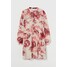 H&M Szyfonowa sukienka 0908729001 Jasnobeżowy/Różowe kwiaty