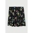 H&M Kloszowa spódnica 0729928027 Czarny/Różowe kwiaty