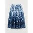 H&M Rozszerzana spódnica z bawełny 0894273002 Ciemnoniebieski/Batikowy wzór