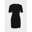 Missguided Petite DALMATIAN RUCHED SIDE V TEA DRESS Sukienka letnia black M0V21C0L5