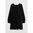 H&M Welurowa sukienka z wiązaniem 0935734001 Czarny