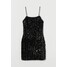 H&M Krótka sukienka z cekinami 0940715004 Czarny