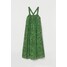 H&M Bawełniana sukienka trapezowa 0895451002 Zielony/Panterka