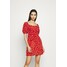 Missguided FLORAL SHIRRED BACK SKATER MINI DRESS Sukienka letnia red M0Q21C1YG