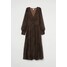 H&M Obszerna sukienka szyfonowa 0915459002 Brązowy/Wzór skóry krokodyla