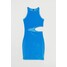 H&M Welurowa sukienka bodycon - 1033353001 Niebieski