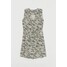 H&M Sukienka z wiązanym paskiem 0872233001 Kremowy/Czarny wzór